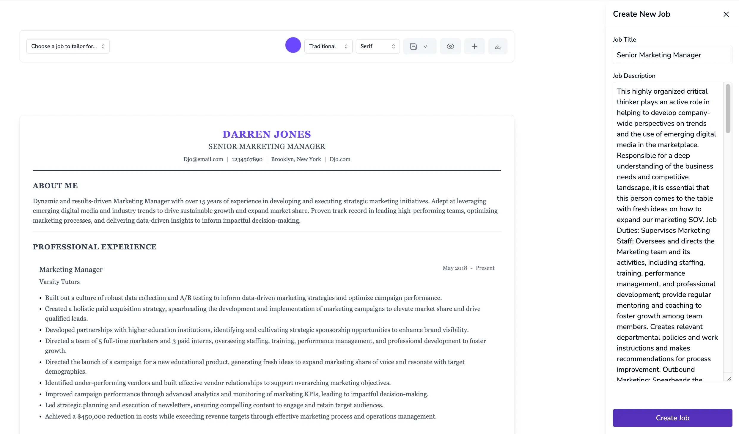 Resume Builder Screenshot